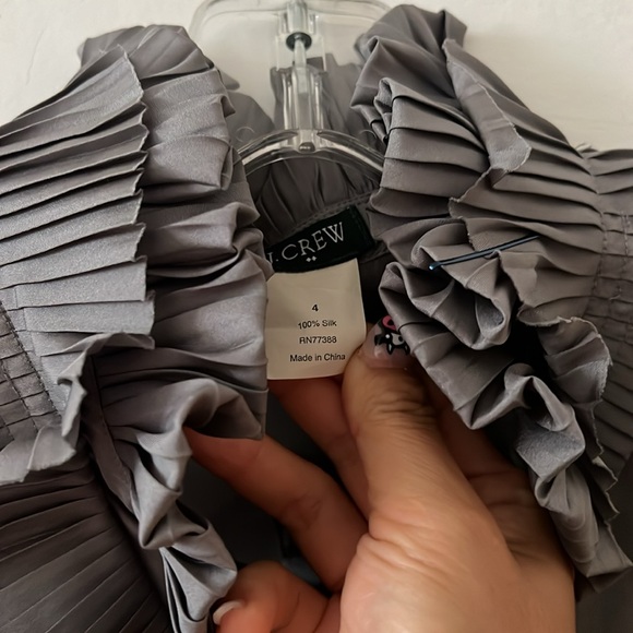 JCrew Silk Gray Ruffle Sleeveless Blouse - Picture 3 of 5